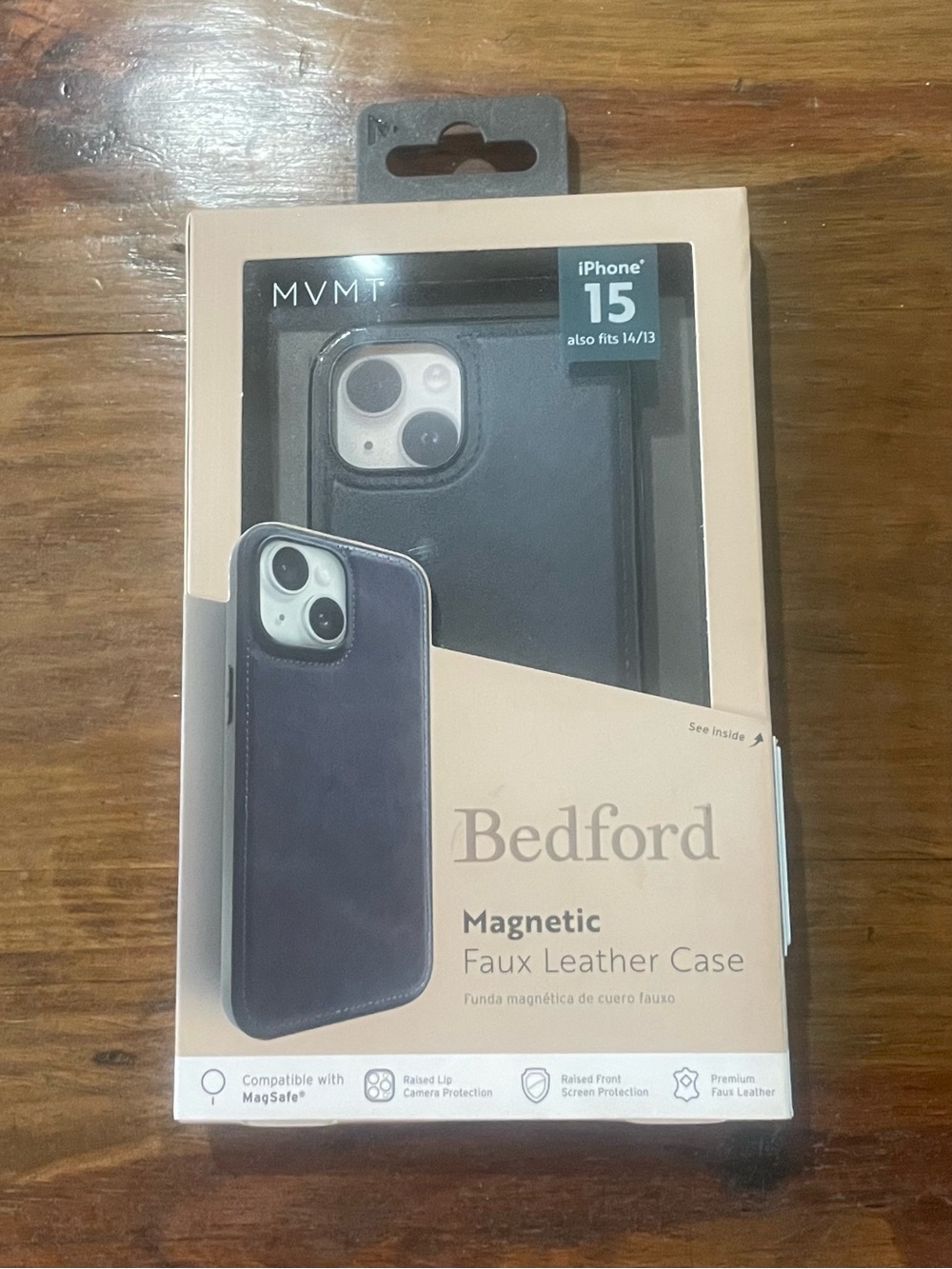 MVMT Bedford Magnetic Faux Leather Case for iPhone 15 - Navy Blue